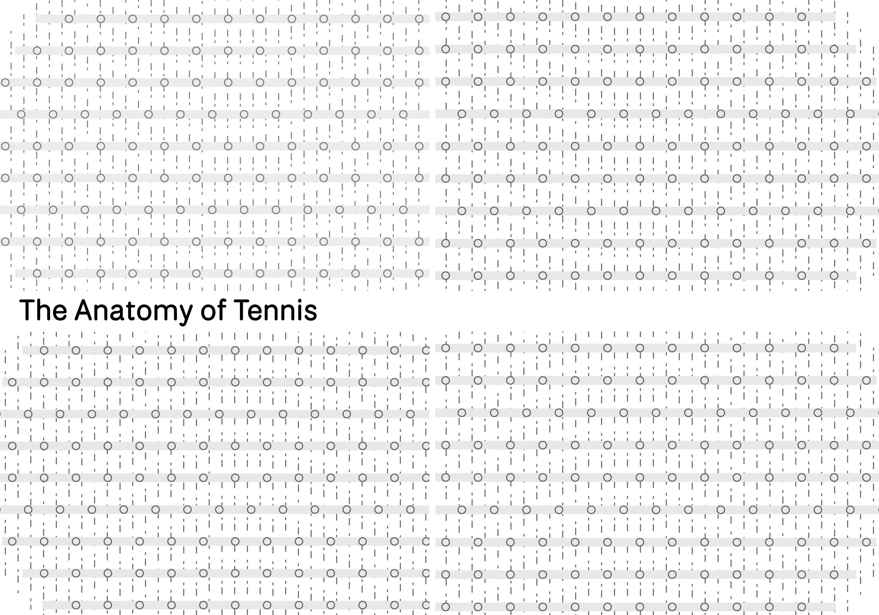 Title “The Anatomy of Tennis” over a repeating grid of small circles and dashed lines